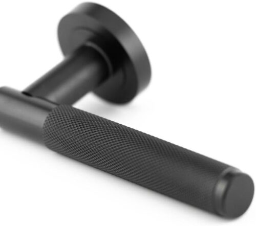 IRONMONGERY SOLUTIONS Bathroom Pack of Door Handle,Bathroom Locks,Turn & Release & Hinges - Pack of Door Handle in Matt Black Finish