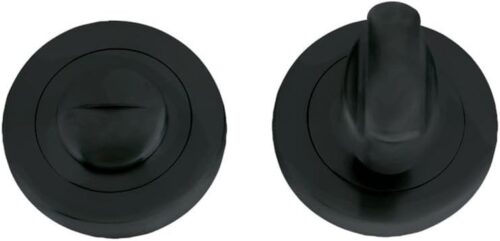 IRONMONGERY SOLUTIONS Bathroom Pack of Door Handle,Bathroom Locks,Turn & Release & Hinges - Pack of Door Handle in Matt Black Finish