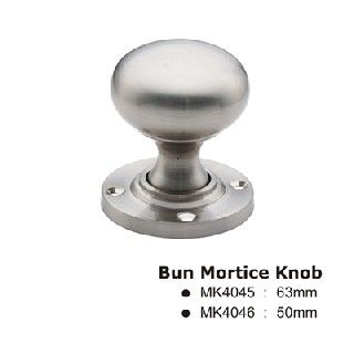 Bun Mortice Door Knob - 63mm - Satin Chrome Polished 