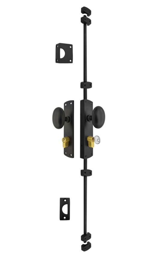 Black oval knob locking cremone bolt for Doors