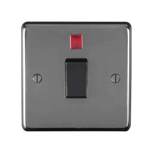 Eurolite Bn20Aswnb 1 Gang 20Amp Dp Switch With Neon Round Edge Black Nickel Plate Black Rocker