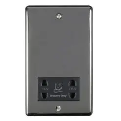 Eurolite Bnshsb Dual Voltage Shaver Socket Round Edge Black Nickel Plate Black Interior
