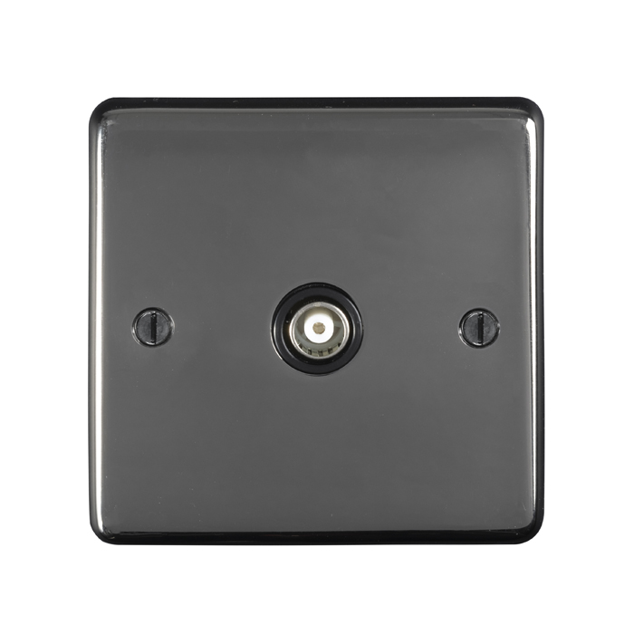 Eurolite Bn1Tvb 1 Gang Tv Coaxial Socket Round Edge Black Nickel Plate Black Interior