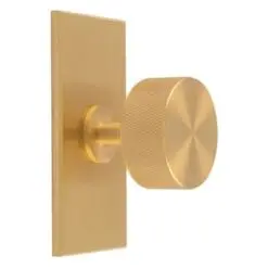Carlisle Brass BP703SB76SB Knurled Radio Knob on Backplate 76mm Satin Brass