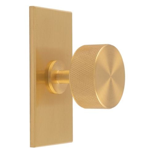 Carlisle Brass BP703SB76SB Knurled Radio Knob on Backplate 76mm Satin Brass