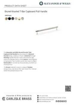 Alexander And Wilks Brunel Diamond Knurled Tbar Handle 192Mm C/C Matt Black AW810-192-BL