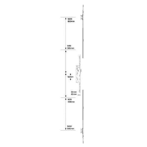 Yale Doormaster Pas3621:2011 Pvcu 45Mm Backset 16Mm Face Plate Multipoint Lock