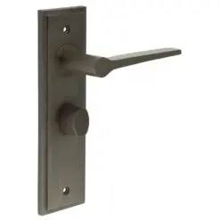 Knightsbridge Door Handle Bathroom Backplate Dark Bronze & Turn & Release