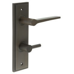 Knightsbridge Door Handle Din Bathroom Backplate Dark Bronze & Turn & Release