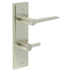 Knightsbridge Door Handle Din Bathroom Backplate Satin Nickel & Turn & Release