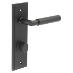 Piccadilly Door Handle Din Bathroom Backplate Black & Turn & Release