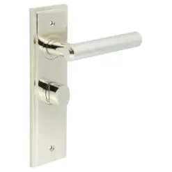 Richmond Door Handle Bathroom Backplate Polished Nickel & Turn & Release