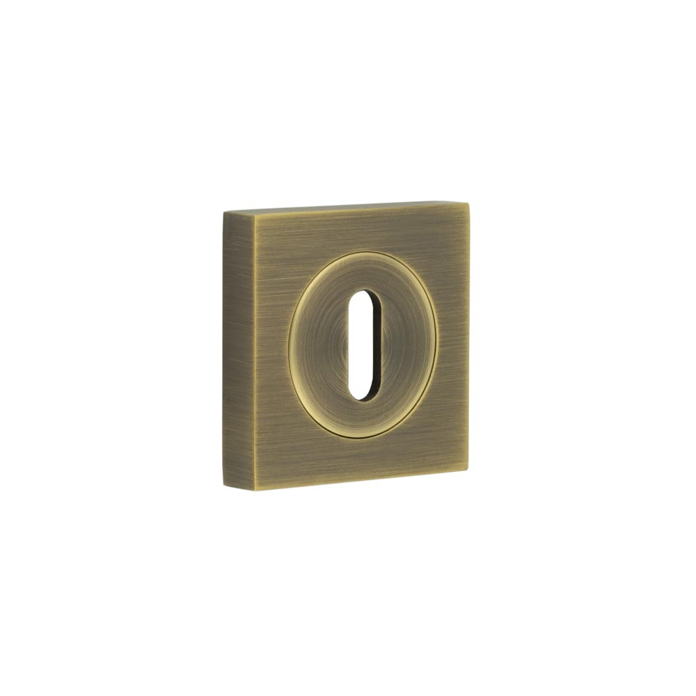 Burlington Standard Keyway Escutcheons Square Plain Rose Antique Brass