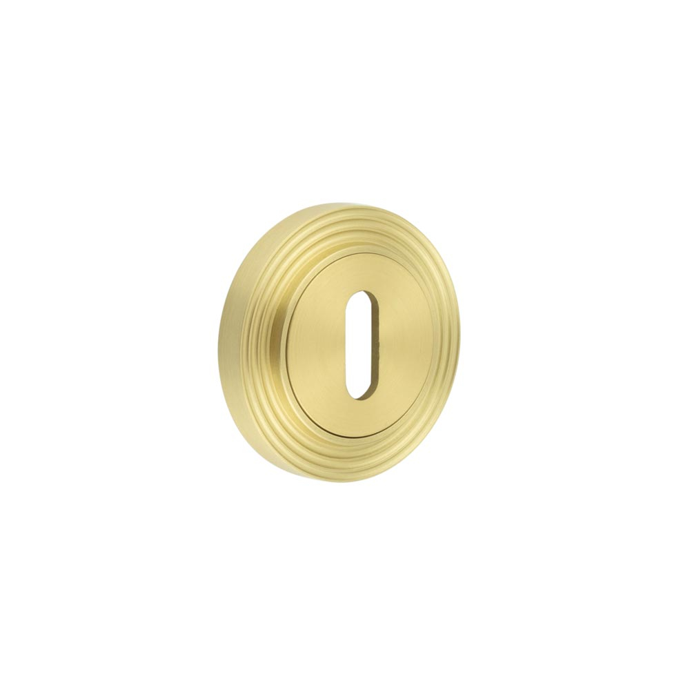 Burlington Standard Keyway Escutcheons Reeded Rose Satin Brass