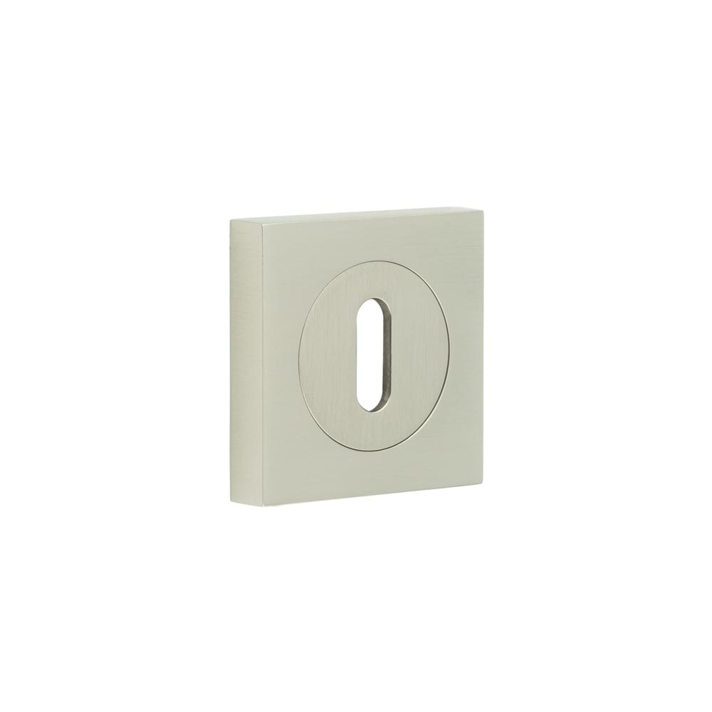 Burlington Standard Keyway Escutcheons Square Plain Rose Satin Nickel