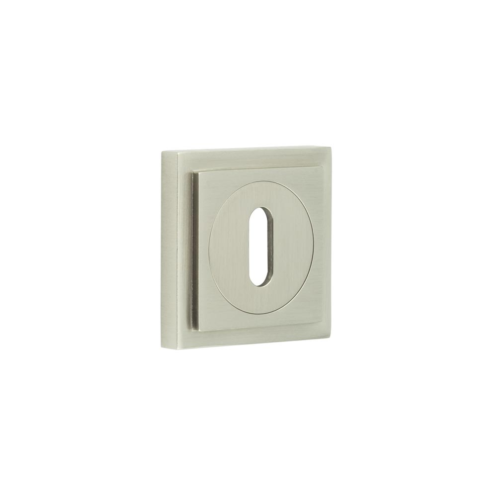 Burlington Standard Keyway Escutcheons Square Stepped Rose Satin Nickel