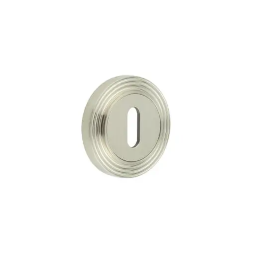 Burlington Standard Keyway Escutcheons Reeded Rose Satin Nickel