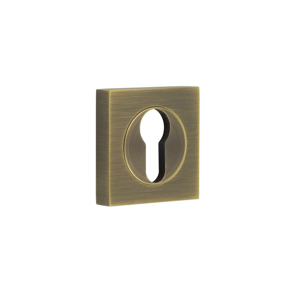 Burlington Euro Profile Escutcheons Square Plain Rose Antique Brass