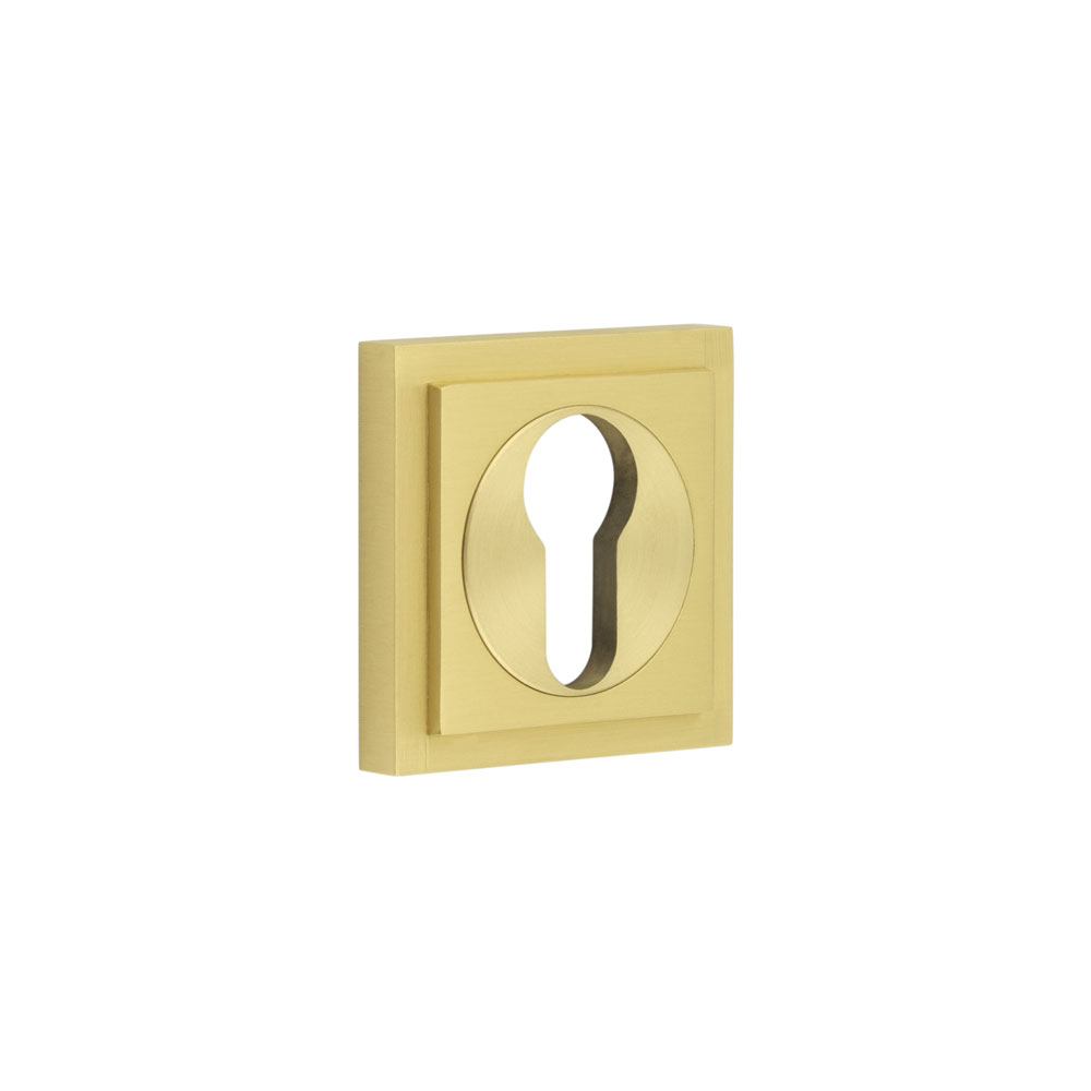 Burlington Euro Profile Escutcheons Square Stepped Rose Satin Brass