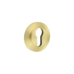 Burlington Euro Profile Escutcheons Reeded Rose Satin Brass