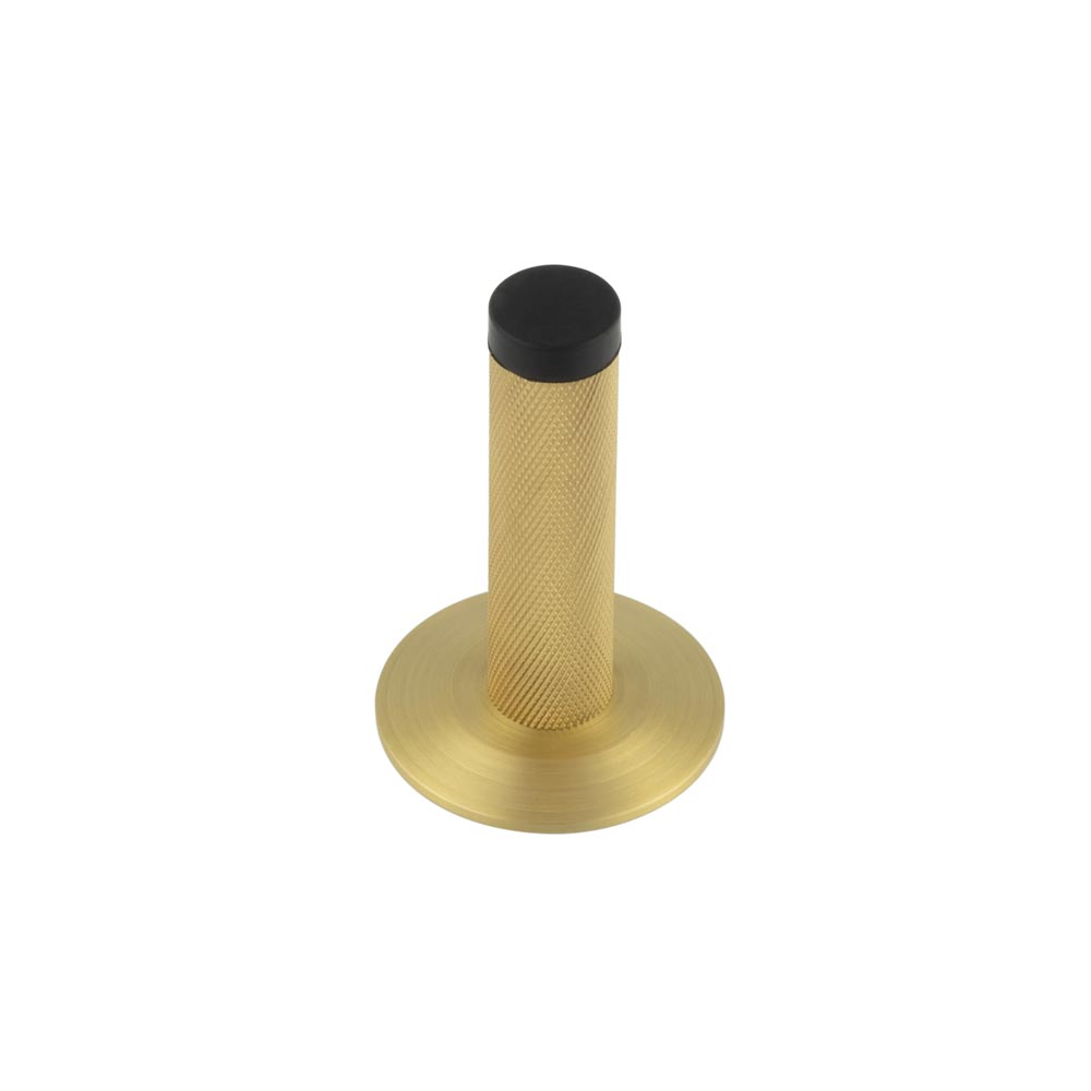 Burlington Knurled Wall Mounted Doorstops Chamfered Rose Satin Brass