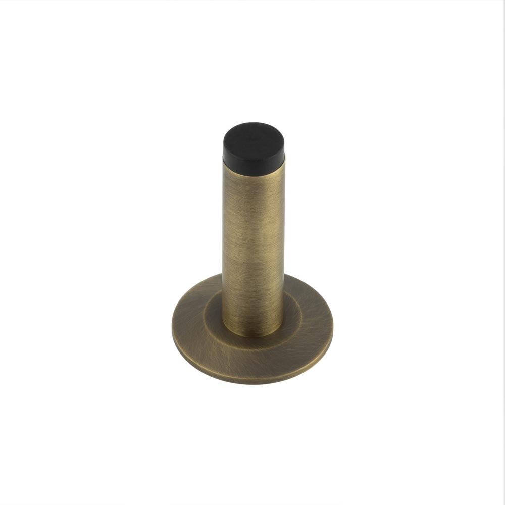 Burlington Plain Wall Mounted Door Stops Chamfered Rose Antique Brass