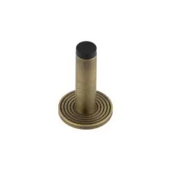 Burlington Plain Wall Mounted Door Stops Reeded Rose Antique Brass