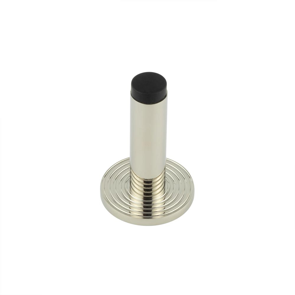 Burlington Plain Wall Mounted Door Stops Reeded Rose Polished Nickel