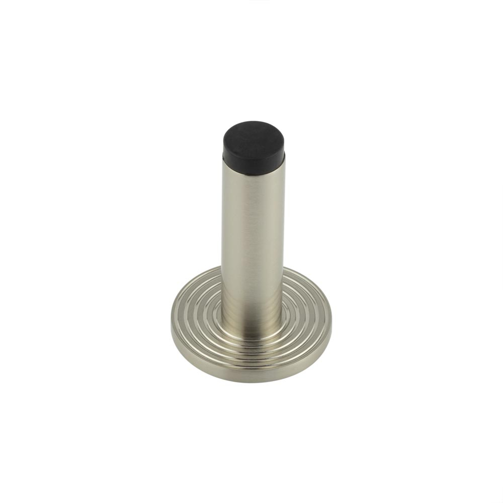 Burlington Plain Wall Mounted Door Stops Reeded Rose Satin Nickel