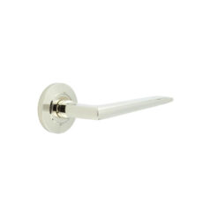 Mayfair Door Handle on Chamfered Rose Polished Nickel