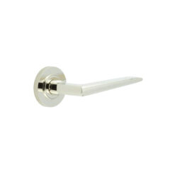 Mayfair Door Handle on Knurled Rose Polished Nickel