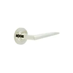 Mayfair Door Handle on Knurled Rose Polished Nickel