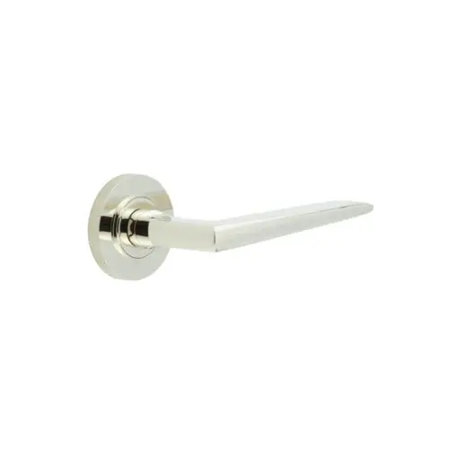 Mayfair Door Handle on Knurled Rose Polished Nickel