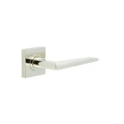 Mayfair Door Handle on Square Plain Rose Polished Nickel