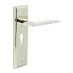 Mayfair Door Handle Euro Backplate Polished Nickel