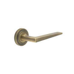 Mayfair Door Handle on Stepped Rose Antique Brass