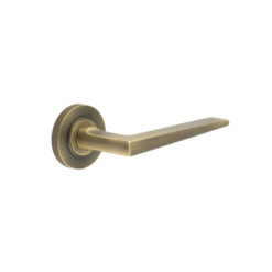 Mayfair Door Handle on Knurled Rose Antique Brass