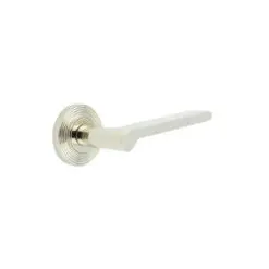 Fitzrovia Door Handles Reeded Rose Polished Nickel
