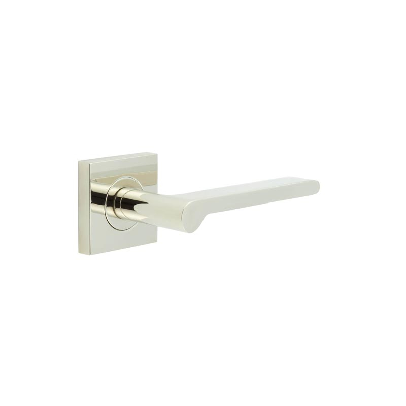 Fitzrovia Door Handles Square Plain Rose Polished Nickel