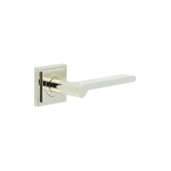 Fitzrovia Door Handles Square Stepped Rose Polished Nickel