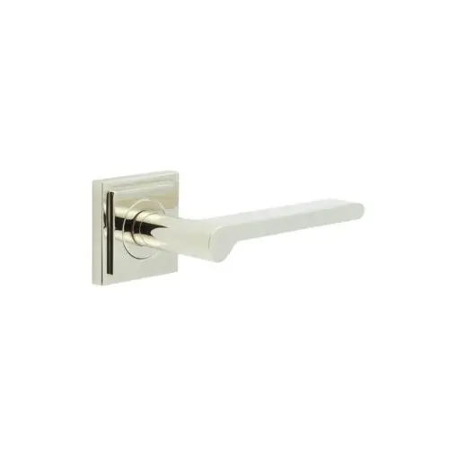 Fitzrovia Door Handles Square Stepped Rose Polished Nickel