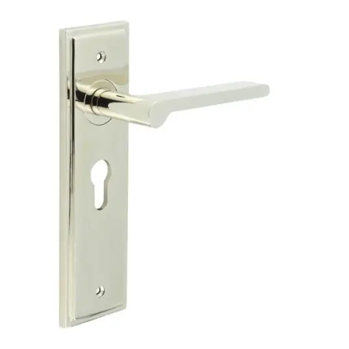 Fitzrovia Door Handle Euro Backplate Polished Nickel