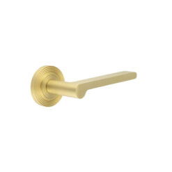 Fitzrovia Door Handles Reeded Rose Satin Brass