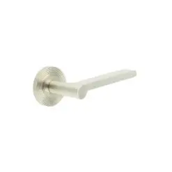 Fitzrovia Door Handles Reeded Rose Satin Nickel