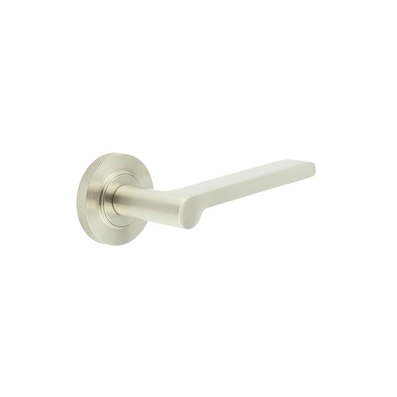 Fitzrovia Door Handles Knurled Rose Satin Nickel