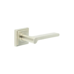 Fitzrovia Door Handles Square Stepped Rose Satin Nickel