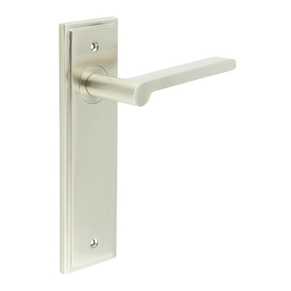 Fitzrovia Door Handle Latch Backplate Satin Nickel