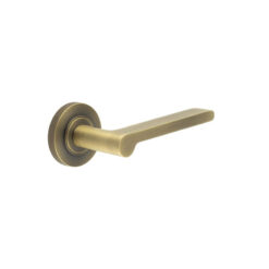 Fitzrovia Door Handles Knurled Rose Antique Brass