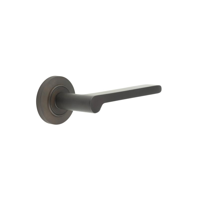 Fitzrovia Door Handles Chamfered Rose Dark Bronze