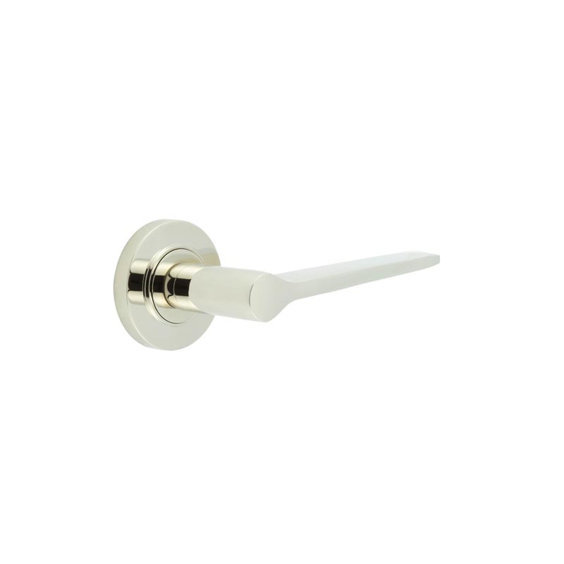 Knightsbridge Door Handle on Plain Rose Polished Nickel